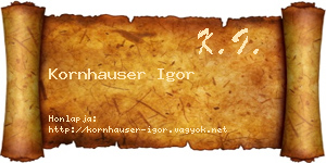 Kornhauser Igor névjegykártya